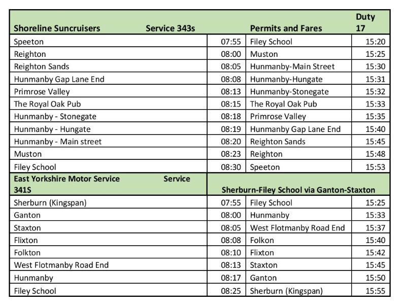 Bus timetable 2425